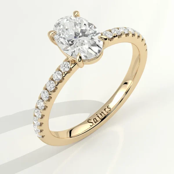 Bera - Ovaal 1,00 ct lab grown diamant - Verlovingsring met pavé zijstenen